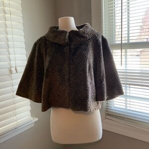 Eliza J Chocolate Faux Fur Cape